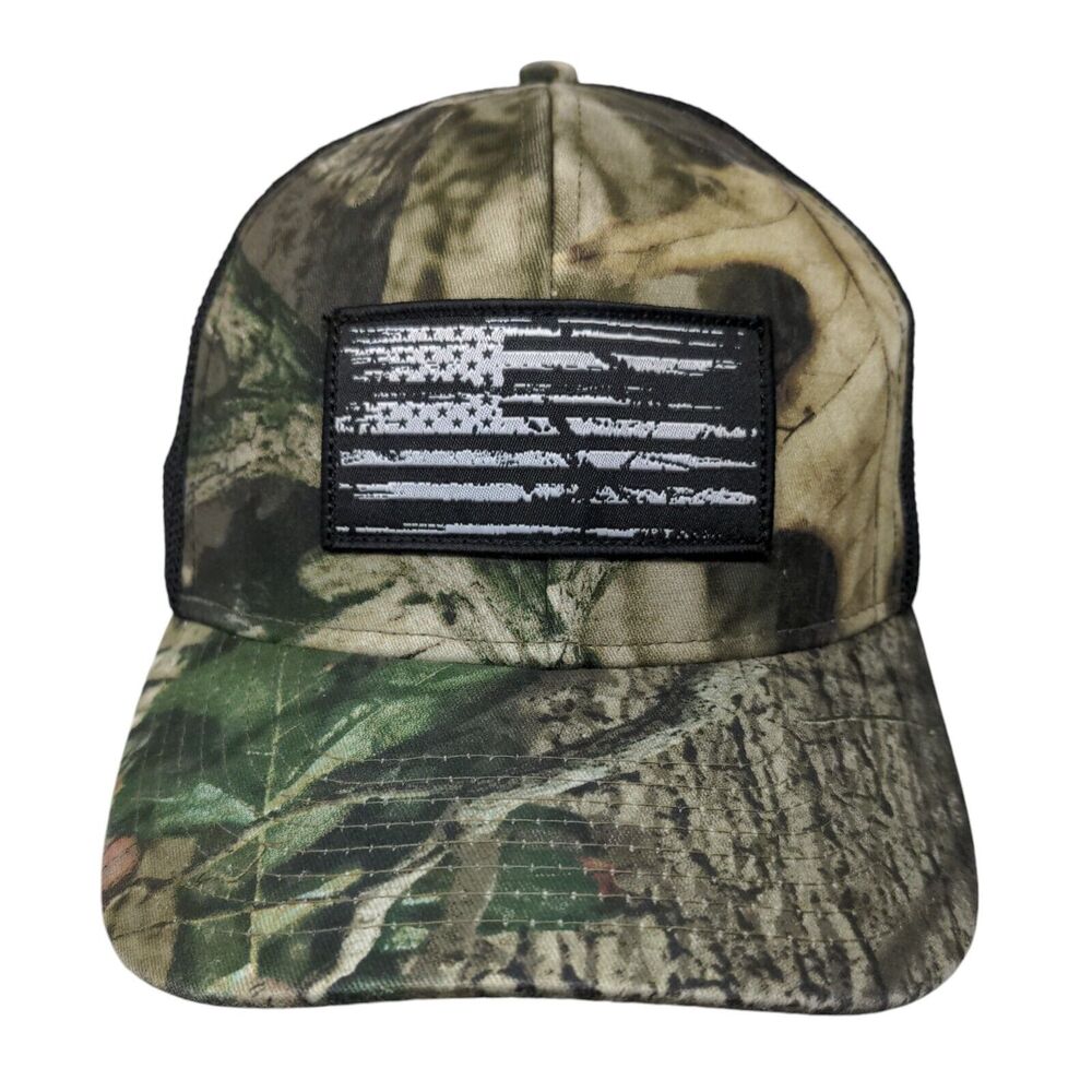 American Flag Fitted Trucker Hat Camouflage OS Mesh Back Patriotic Authentic